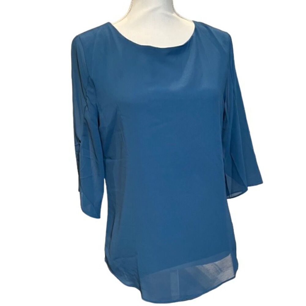 Grace Karin Women's Chiffon Layered‎ Top Blue Size Small